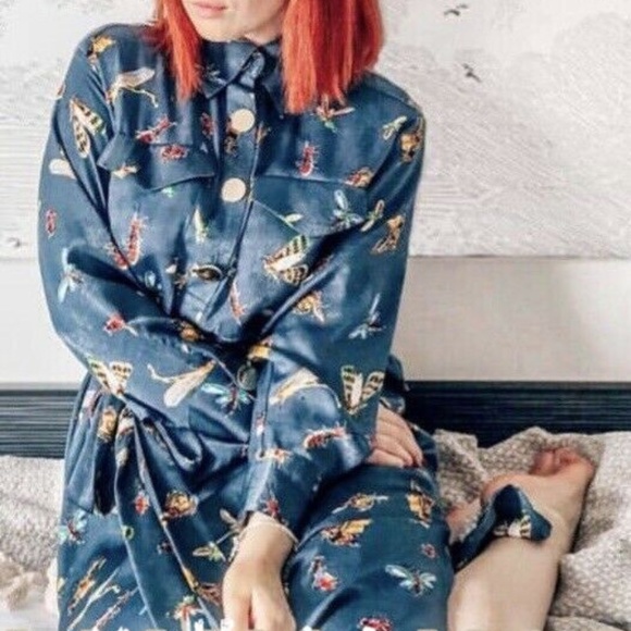 NWT ZARA INSECT PRINT MIDI DRESS WITH BELT Sz-M - Picture 6 of 8